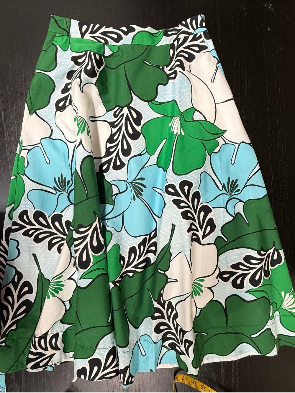 Ann Taylor Floral 100% Cotton Skirt in Green, Blue & White NWT